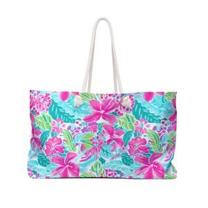 Vibrant Floral Weekender Bag, Beach Tote, Travel Bag, Vacation Carryall
